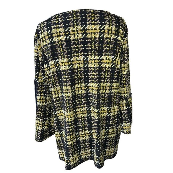 ELLEN TRACY SS MULTICOLOR HOUNDSTOOTH STATEMENT SLEEVE TOP TUNIC BLOUSE SHIRT XL - Picture 5 of 8